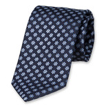 Cravate de Luxe Bleu Foncé - Fleurs - Thumbnail 1