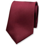 Cravate en Satin Rouge Vin - Thumbnail 1