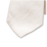 Cravate blanc cassé - Soie italienne - Thumbnail 2