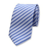 Cravate Bleu Clair Rayures Blanches - Thumbnail 1
