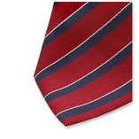 Cravate de luxe à rayures rouge-bleu - Thumbnail 2