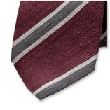 Bordeaux - Cravate à rayures grises - Soie italienne - Thumbnail 2