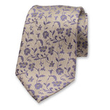 Cravate verte de luxe - Fleurs bleues - Thumbnail 1