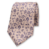 Cravate de luxe beige et bleu foncé - Motif cachemire - Thumbnail 1