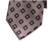 Cravate Grise Luxe - Fleurs Bleues - Thumbnail 2