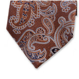 Cravate De Luxe Marron Motif Cachemire Bleu Clair - Thumbnail 2