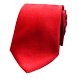 Cravate rouge - Satin de soie italien - Thumbnail 1