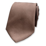 Cravate taupe - Satin de soie italien - Thumbnail 1