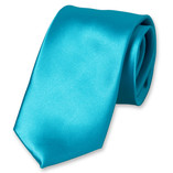 Cravate aqua en satin polyester - Thumbnail 1