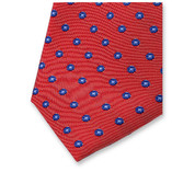 Cravate étroite rouge à pois bleus - Thumbnail 2