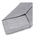 Cravate étroite gris clair à fleurs - Thumbnail 3