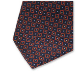 Cravate étroite Bleu Foncé à Motif Orange - Thumbnail 3