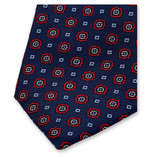 Cravate étroite bleu foncé à motif rouge - Thumbnail 2