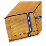 Cravate Etroite Jaune Ocre - Rayures Bleues - Thumbnail 3