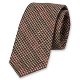 Cravate en laine marron/fuchsia à carreaux - Thumbnail 1