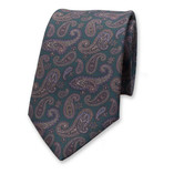 Cravate à motif Paisley Vert - Bleu - Thumbnail 1