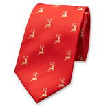 Cravate de Noël Rouge - Renne Doré - Thumbnail 1