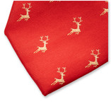 Cravate de Noël Rouge - Renne Doré - Thumbnail 2