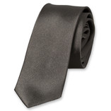 Cravate extra slim en satin gris foncé - Thumbnail 1