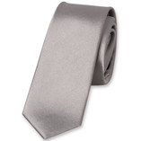 Cravate extra slim en satin grise - Thumbnail 1