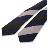 Cravate Block Stripe Bleu Foncé - Vert - Gris - Thumbnail 2