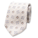 Cravate blanc cassé motif classique - Soie italienne - Thumbnail 1