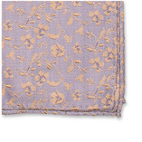 Pochette de costume de luxe bleu clair - Fleurs beiges - Thumbnail 2