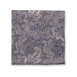 Pochette de Costume de Luxe beige - Motif Paisley Bleu Foncé - Thumbnail 1