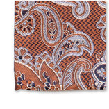 Pochette de luxe marron - Motif cachemire bleu clair - Thumbnail 2
