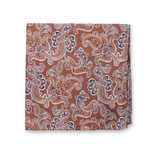 Pochette de luxe marron - Motif cachemire bleu clair - Thumbnail 1