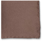 Pochette de costume taupe - Satin de soie - Thumbnail 2