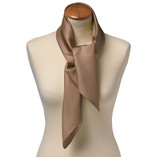 Foulard carré soie uni beige - Thumbnail 2
