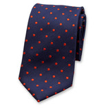 Cravate bleu foncé à pois - Thumbnail 1