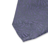 Cravate étroite bleu-gris à fleurs - Thumbnail 2