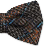 Noeud papillon en laine à carreaux noir/ orange  - Thumbnail 2