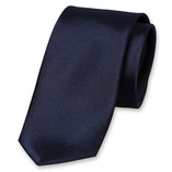 Satin cravate slim bleu marine - Thumbnail 1