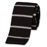 Cravate tricot rayures noire / grise - Thumbnail 1