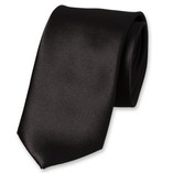 Cravate noire en satin polyester - Thumbnail 1