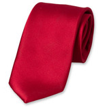 Cravate rouge foncé en satin polyester - Thumbnail 1