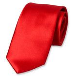 Cravate rouge en satin polyester - Thumbnail 1