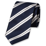 Cravate XL bleu marine/ blanc rayé - Thumbnail 1