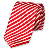 Cravate rouge/blanc - rayures fines - Thumbnail 1