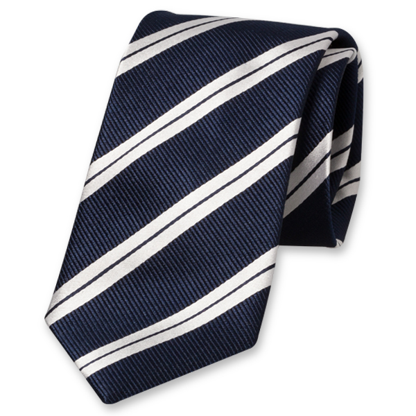 Cravate XL bleu marine/ blanc rayé (1)
