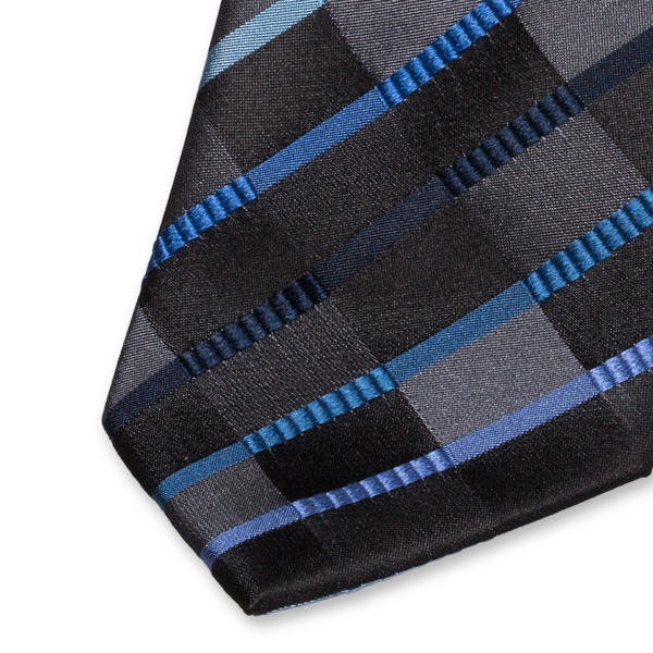 Cravate à carreaux noir /bleu (2)