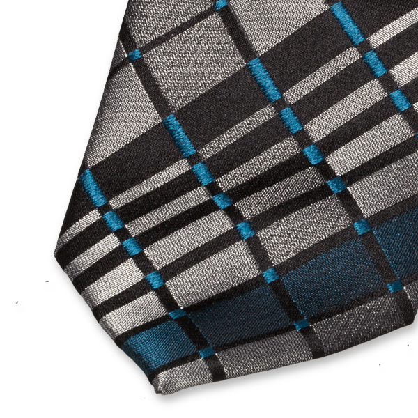 Cravate à carreaux turquoise (2)