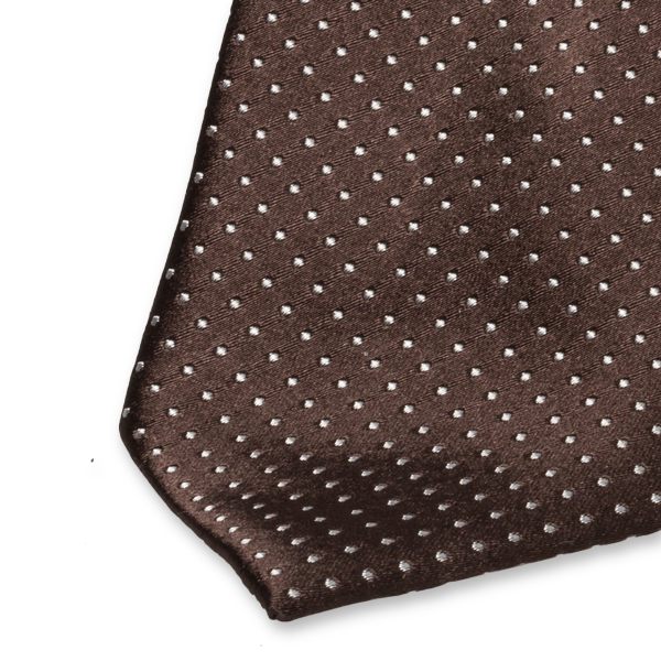Cravate homme marron à pois blancs (2)