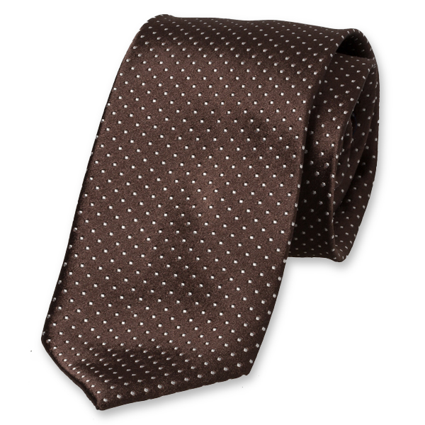 Cravate homme marron à pois blancs (1)