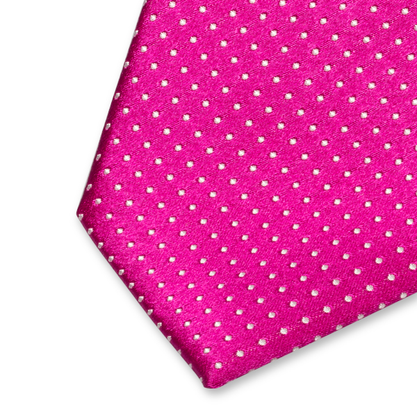 Cravate homme fuchsia à pois blancs (2)